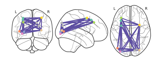 Plot of connectome with rich-club nodes